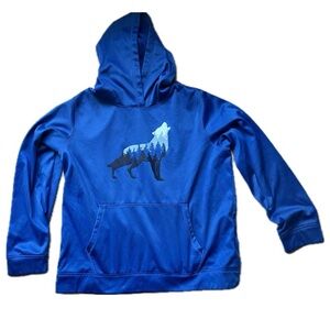 Blue Kids Hoodie with Wolf Design